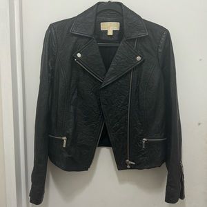 Michael Kors black crinkle leather jacket